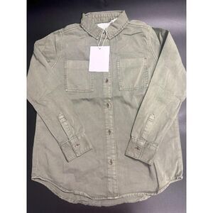 OneTeaspoon NWT Kids Soho Button up Shirt in Super Khaki/Olive Green 8-9‎ $89